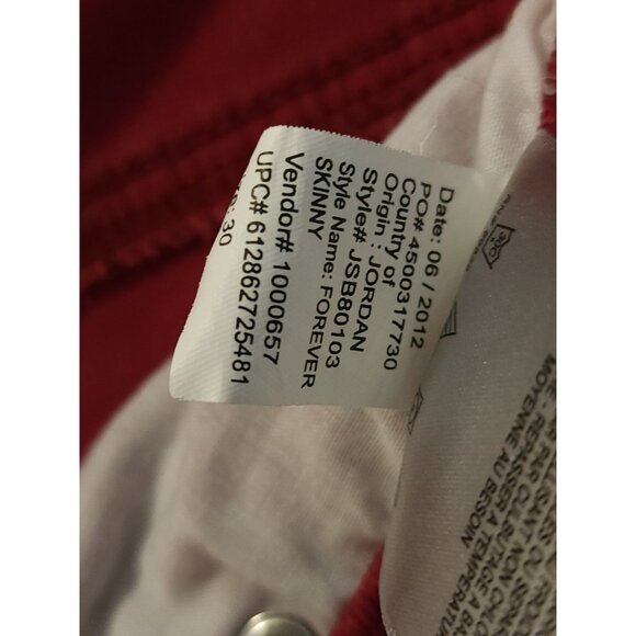 Women's Jessica Simpson Dark Red Forever Skinny Low Rise Corduroy Pants Size 30 - Picture 12 of 14